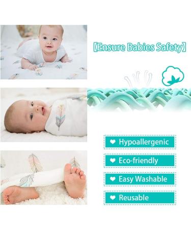 ALBOYI Organic Cotton Baby Muslin Washcloth | Soft Newborn Towel | Cartoon Print | 120cmX110cm | Swaddle Blanket | Shower Wipe - Feather Print | 1 Pcs - Buy Online on GoSupps.com