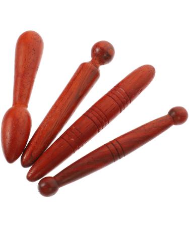 Minkissy 4 pieces acupuncture rod Feet Massage device Foot massager Hand massager Face massage device Reflexion zone massage socks wooden fountains wooden roller massager for