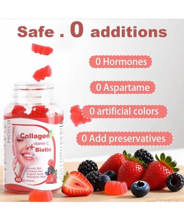 Moxca Hydrolyzed Marine Collagen Gummies for Women | Vegan Collagen Support with Biotin Vitamins C & E | Daily Beauty Supplement for Hair Skin & Nails | Natural Fruit Flavor Clean Formula - Buy Online on GoSupps.com
