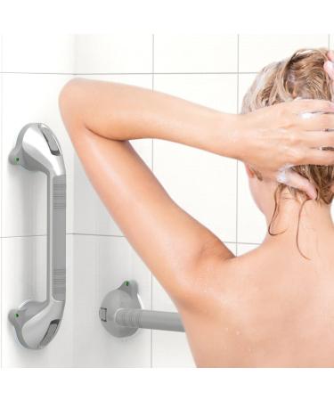 AmeriLuck 16.5 Suction Bath Grab Bar Pack of 2 - Silver/Grey | Bathroom Shower Handle with Indicators for Balance Assist - Buy Online on GoSupps.com