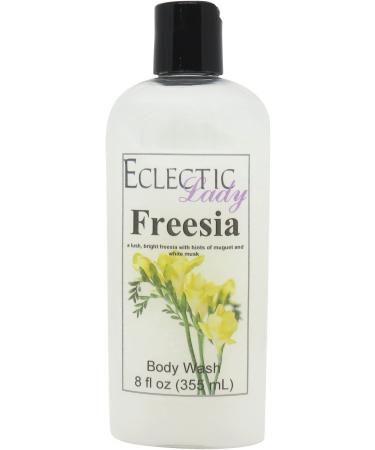 Eclectic Lady Liquid Pearl Body Wash - Freesia Scent 3-in-1 Use For Bubble Bath Hand Soap & Body Wash Phthalate-Free Freesia Fragrance Handcrafted in USA (8 oz) 8 Fl Oz (Pack of 1)