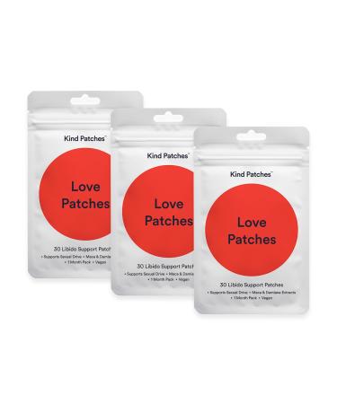 Kind Patches Love Patches - Natural Libido Booster for Women and Men - Ashwagandha and Red Ginseng to Enhance Intimate Energy - 3 Pack 90 Patches