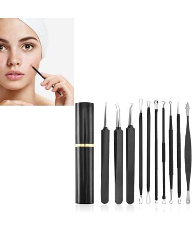 LANTRO JS Pimple Popper Tool Kit 10pcs Blackhead Remover Tool Needles Carbon Steel Comedone Extractor Tools for Removing Pimple Blackheads Zit on Face Acne Removal Kit with Case(Black) - Buy Online on GoSupps.com