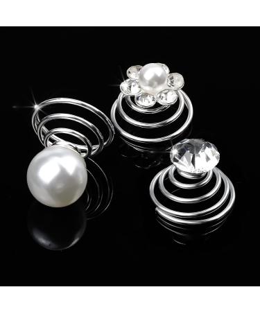 Jiebor 96Pcs Spiral Hair Pins Rhjsonestone Pearl Hair Clips for Prom Wedding Women - Bridal Coil Twist with Crystal Jewelry - Christmas Gift - Buy Online on GoSupps.com