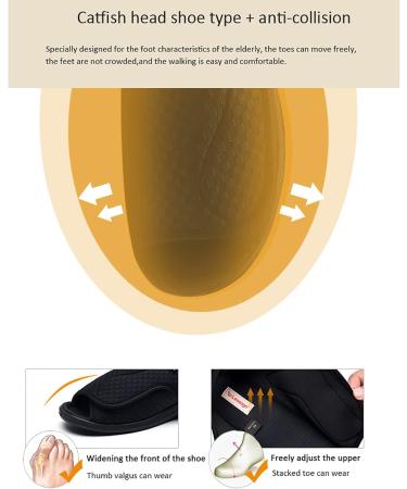 Buy Diabetic Edema Shoes for Men - Lightweight Walking Shoes with Rubber Sole & Memory Foam - Adjustable Bar-Strap Slippers - Size 11.5 Black - Buy Online on GoSupps.com