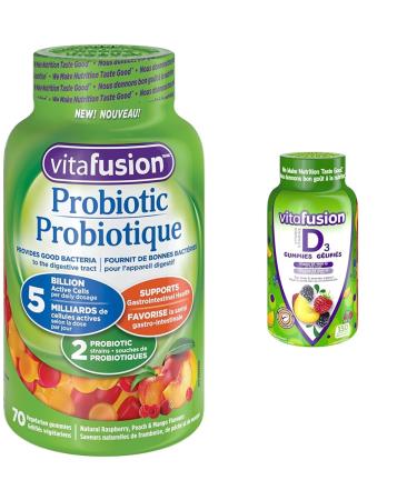 Vitafusion Probiotic Adult Gummies 2 Probiotic Strains & D3 Adult Vitamin Gummies 1000 IU Vitamin D3 Daily Dose Supports Bones & Teeth* 150 Count 5 Month Supply Packaging May Vary Gummies + 1000 IU Vitamin D3