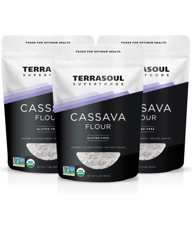 Terrasoul Superfoods Organic Cassava Flour, 6 Lbs (3 Pack) - Tested Gluten-Free | Smooth Texture | Wheat Flour Substitute