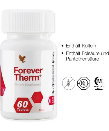 Forever Therm: Gluten-Free Dietary Supplement with Vitamin Complex Green Tea Extract & Caffeine | 60 Tablets for Energy & Metabolism - Buy Online on GoSupps.com