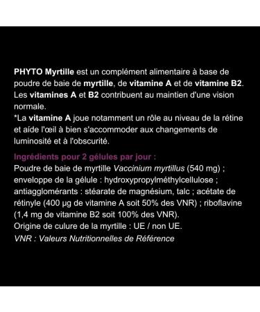 BLANCHE BRESSON - Phyto Blueberry - Night Visual Comfort - Night Glare & Visual Support - Rich in Vitamins A and B2-540mg/day - 60 capsules - 1 month cure - Made in France - Buy Online on GoSupps.com