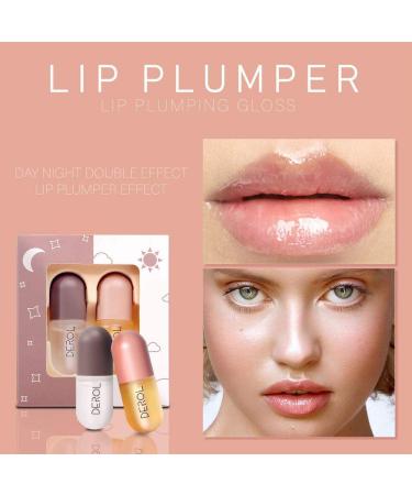 2 PCs Lip Plumper Gloss Kit - Natural Makeup Hydrating Lip Serum for Fuller Lips & Fine Line Reduction | Derol Lip Care - Buy Online on GoSupps.com