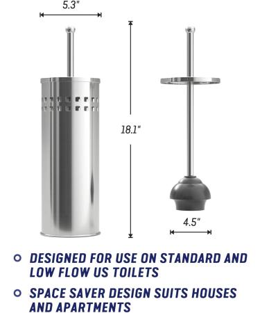 Tiasablu Plunger with Concealed Holder - Heavy Duty Plunger for Toilet  Plungers for Bathroom  No Splash Back  Long Handle - Discreet Toilet Plunger and Holder for Bathroom Chrome - Buy Online on GoSupps.com