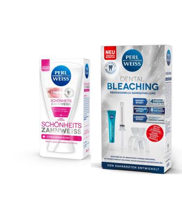 Perl white whitening set dental bleaching (2 x 10ml) + perlweiss beauty tooth white (50ml) for white teeth with immediate effect bleaching innovation
