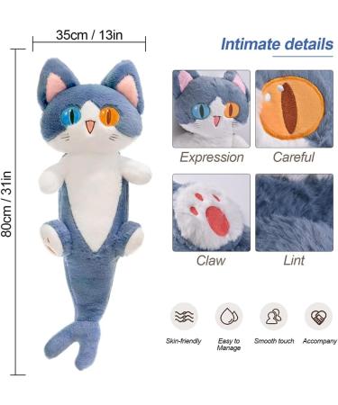 PEDEIECL Plush Shark Cat Doll - Cute Stuffed Shark Kitten Pillow Toy (Blue 80cm) - Gift for Kids & Girlfriend - Buy Online on GoSupps.com