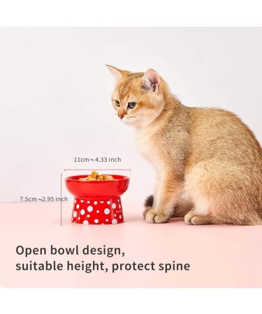 Petkit Ceramic Raised Cat Food Bowls Set - Elevated Porcelain Kitty Puppy Dishes in White and Red (2 Bowls) - Buy Online on GoSupps.com