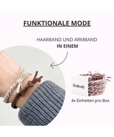 Bellody Original Hair Tie - Stylish Braided Hair Tie (4-Pack) | Strong Hold Women's Hair Accessories in Mellow Rose - Buy Online on GoSupps.com