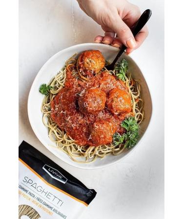LIVIVA Organic Gluten Free Edamame Spaghetti Noodle Pasta (4 Pk) 88 g Protein Bag - Certified Plant-Based Non-GMO Kosher Halal Vegan Keto Nutritious Pasta Plant-Based Protein Ready-to-Eat in minutes - Buy Online on GoSupps.com