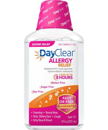 DayClear Allergy Relief - Fast Acting Dye Free Liquid Cough Suppressant & Antihistamine  8 Hour Relief (8 fl oz)