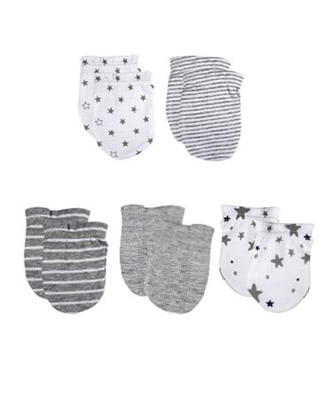 Baby Cotton Scratch Mittens-5 Pairs for Baby Boys Girls Newborn 0-6 Months Grey mittens - Buy Online on GoSupps.com