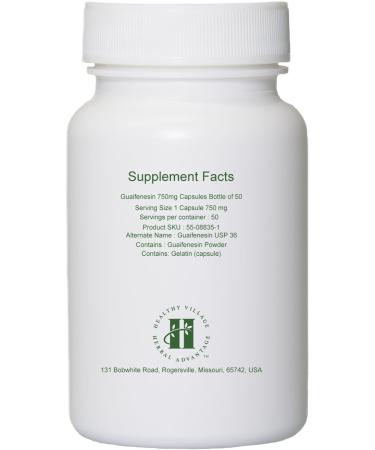 Guaifenesin Capsules 750mg - Pure Guaifenesin, 50 Capsules - Buy Online on GoSupps.com