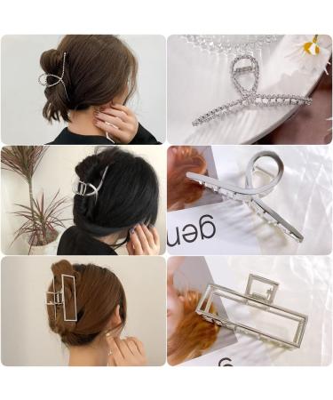 Rauimour 3pcs Metal Hair Claw Clips for Women - Geometric Cross Square Design - Fashion Hair Accessories for Thick & Thin Hair - Buy Online on GoSupps.com