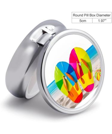 Colorful 3 Compartment Travel Pill Box - Portable Medicine Organizer for Handbag & Pocket - Beach Ball & Flip Flops Design - Buy Online on GoSupps.com