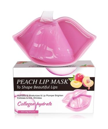 Peach Lip Mask Hydrates & Moisturizes Plumps Lips Brightens and Exfoliates Anti-Wrinkle Treatment Collagen Hydrate 60g (20 Sheets)