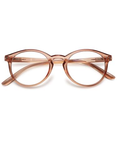 Koosufa fashion anti -blue lights reading glasses Federscharnier women Men's round reading aid visual help anti -fatigue glasses 1.0 1.25 1.75 2.25 2.75 3.5 4.0 1x transparent dark brown 2.75 x