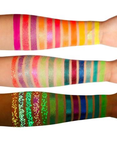 Neon Glitter Eyeshadow Palette 24 Colors Eyeshadow Glow Palette UV Glow in The Dark Blacklight Matte and Glitter Eye Shadow Pallet High Pigment Makeup Palette for Party - Buy Online on GoSupps.com