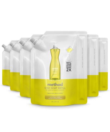 Method Gel Dish Soap Refill Lemon Mint Biodegradable Formula Tough on Grease 36 Fl Oz (Pack of 6) 36 Ounce (Pack of 6)