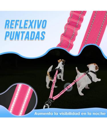 Slowton 2 Dogs Adjustable Double Leash - 360 Rotatable Reflective Pink | No Complication Dog Linen for Small Breeds (3-9 kg) - Buy Online on GoSupps.com