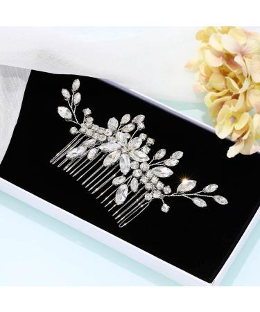 IYOU Crystal Wedding Hair Comb Silver Rhinestone Headpiece Prom Bridal Hair Accessories for Bride and Bridesmaids Silver-B - Buy Online on GoSupps.com