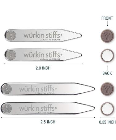 Wurkin Stiffs Magnetic Collar Stays - 2 Pairs (2 & 2.5) with Storage Pouch | TSA Friendly International Shipping - Buy Online on GoSupps.com
