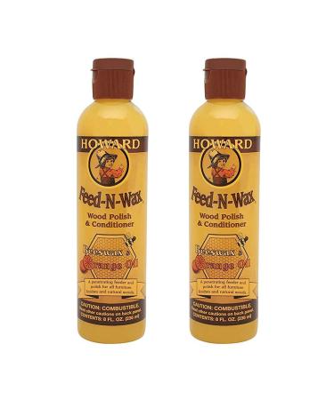 Howard FW0008 Feed-N-Wax Wood Polish and Conditioner, 8-Ounce (2-Pack)