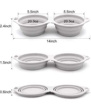 SLSON Collapsible Dog Bowls - 2 in 1 Foldable Pet Food & Water Bowl - Integrated Molding, No Plastic Rim - Ideal for Walking, Hiking, Camping - Cold Grey - Buy Online on GoSupps.com