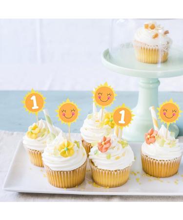 HOKPA 1st Birthday Cupcake Toppers Sun Cupcake Toppers Sun Cake Decoration Food Fruit Picks for Baby Shower Birthday Decorations Sun and 1st cupcake toppers - Buy Online on GoSupps.com