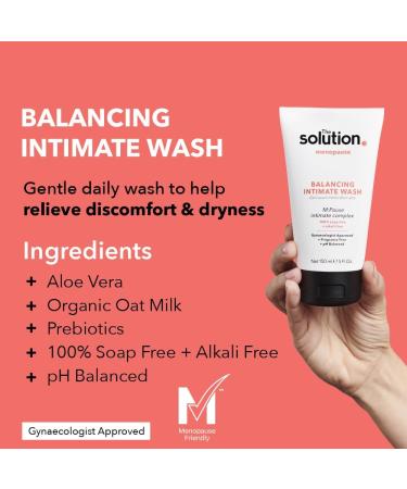 The Solution Menopause Balancing Intimate Hygiene Wash (150ml). Dermatologically Tested Feminine Wash for Women 100% Soap Free Wash for Vaginal Health and Menopause Body Care - Buy Online on GoSupps.com