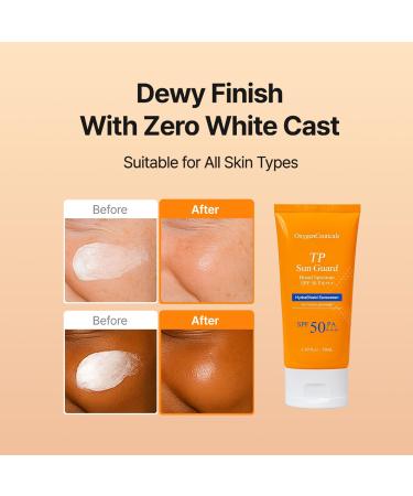 OxygenCeuticals TP Sun Guard - SPF 50+ Reef-Friendly Oxybenzone & Octinoxate Free Lightweight & Hydrating Daily Sunscreen with Chamomile Scent No White Cast. 1.69 fl.oz (50ml) - Buy Online on GoSupps.com