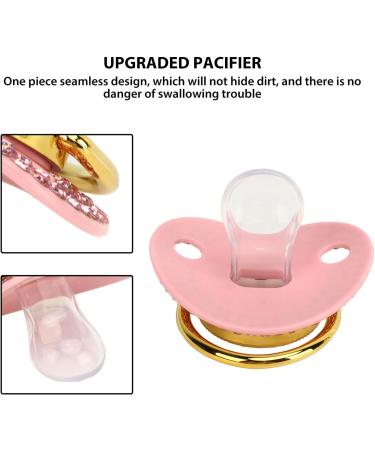Personalized Silicone Baby Pacifier with Clip - Bling Rhinestone Design for Girls (Letter E) | Safe & Curved for Breastfed Babies - Focket - Buy Online on GoSupps.com