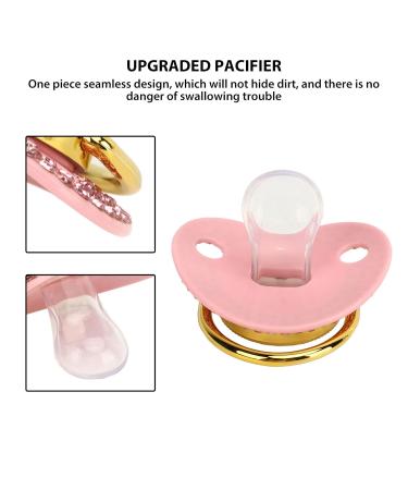 Personalized Bling Golden Baby Pacifier - Rhinestone Silicone Pacifier with Clips | Curved Design & Unique 'M' Letter Talent Artifact - Buy Online on GoSupps.com