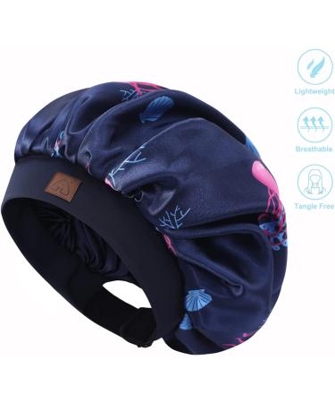 Kids Satin Sleep Cap for Curly Hair | Adjustable Silk Hair Bonnet for Toddlers 1-8 Years - Deep Ocean - Buy Online on GoSupps.com
