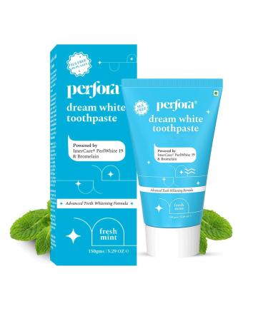 Per.Fora Teeth Whitening Toothpaste for Stain Removal - 150 g | Fluroide & SLS Free Tooth Paste for Adult & Kids | N-Ha for Teeth Remineralisation & Oral Care | No Artificial Sweetners | Tripe Mint