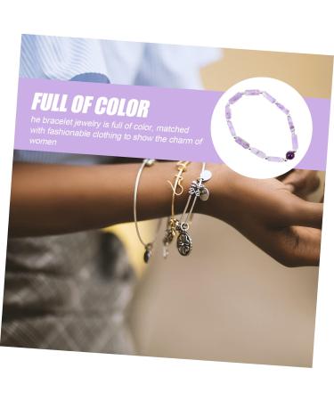 CALLARON Amethyst Bracelet Natural Beads Charm Stretch Bracelet Yoga Beads Bracelet Stretchy for Women Gemstone Beads Friendship Trendy Bracelets Balancing Wrist Chain Jewelry Miss Crystal 19X0.8CM Violet - Buy Online on GoSupps.com