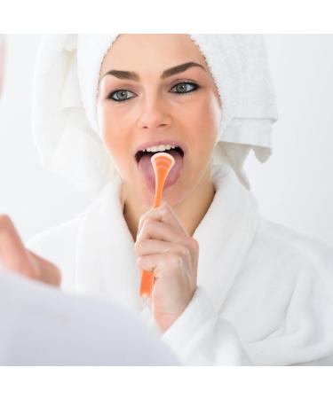 Beavorty Tongue Scraper - Silicone Double-Sided Tongue Cleaners for Oral Care & Bad Breath Elimination | Professional Dental Scraper Kit - Orange - Buy Online on GoSupps.com