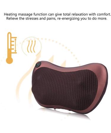 Shiatsu Massage Pillow for Car | 12V Neck & Back Massage Cushion with Heating & 8 Kneading Rollers - Coffee - Buy Online on GoSupps.com