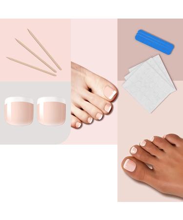 LIARTY Full Cover French Toenails Kit - 280 Natural Toe Nails with Adhesive Tabs & Accessories - Buy Online on GoSupps.com