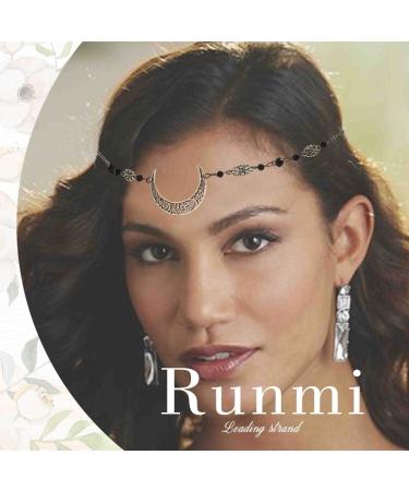 Runmi Boho Head Chain - Gold Bridal Headpiece & Black Pearl Headband | Festival Hair Accessories for Women & Girls - Buy Online on GoSupps.com