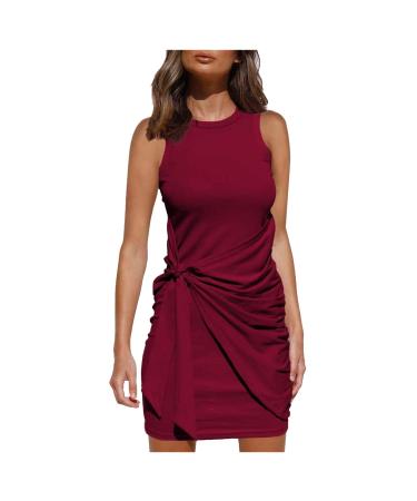 Ronony women's leisure dress with belt elegant round neck Midi dresses blouse dress ball dress fixed dress women long-sleeved bags wrapping dresses evening dresses party dress s a-rot