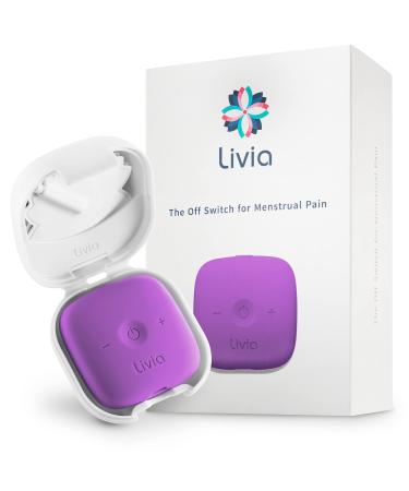 Livia Menstrual Pain Relief Device, Purple - The Off Switch for Period Pain - Portable Unit with Stick-on Pads for Period Cramps - Rechargeable - Up to 12 Hours Battery Life - Complete Kit