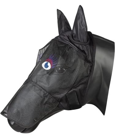 PFIFF Fly Mask Face Mask for Horses - Black-Pink Motif | Fly Protection for Cob & Thoroughbred - Buy Online on GoSupps.com