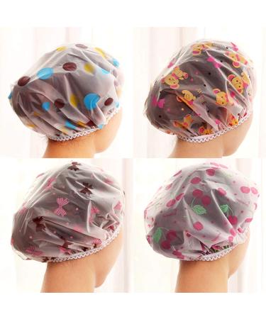 Dylan-EU 5 Pieces Cute Cartoon Waterproof Shower Caps for Women - Elastic & Stylish | International Shipping - Buy Online on GoSupps.com